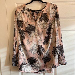 Talbots Blouse Shirt Womens Top Plus Size 2XL Pink Floral Flowy Silky